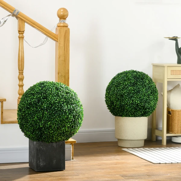 Set Van 2 Kunstmatige Buxusballen 50 Cm Kunstplant, Plastic Kunstmatige Planten Buxusbal, Nep Plant Voor Woonkamer Slaapkamer Kantoor Tuin Moderne Decoratie Cadeau 2