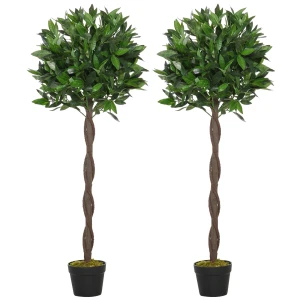 Set Van 2 Kunstmatige Laurierbomen, 120 Cm Kunstplanten In Cementpot, Kamerplant, Kunstmatige Planten Voor Binnen, Buiten, Decoratieve Planten, Groen 1