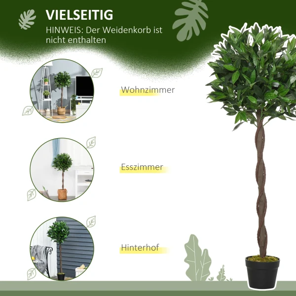 Set Van 2 Kunstmatige Laurierbomen, 120 Cm Kunstplanten In Cementpot, Kamerplant, Kunstmatige Planten Voor Binnen, Buiten, Decoratieve Planten, Groen 6