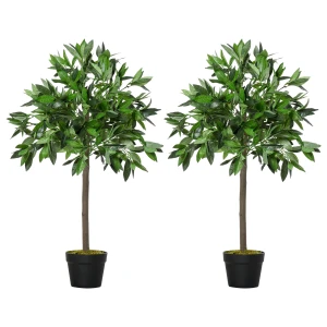 Set Van 2 Kunstmatige Laurierbomen, 90 Cm Kunstplanten In Cementpot, Kamerplant, Kunstmatige Planten Voor Binnen, Buiten, Decoratieve Planten, Groen 1