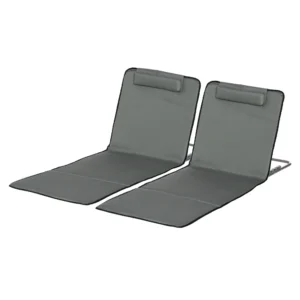 Set Van 2 Opvouwbare Strandmatten Met Verstelbare Rugleuning In 5 Posities, Verstelbare Hoofdsteun, Oxford Stof, Inclusief Draagtas, Afmetingen 124l X 53b X 35 45h Cm 1