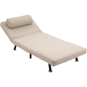 Slaapstoel, Klapstoel Met Bedfunctie, Rugkussen, Opvouwbare Relaxstoel In Linnenlook, Verstelbare Rugleuning, Tot 150 Kg Belastbaar, Voor Woonkamer, Beige 1