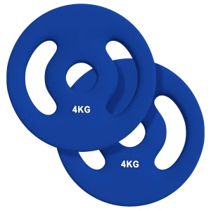 Sportnow 2 Delige Set Halters, 2 X 4 Kg Gewichten, Halterschijven Set, Gewichtsschijven Voor 2,5 Cm Halterstang, Ø 30 Mm Boring, Blauw 1