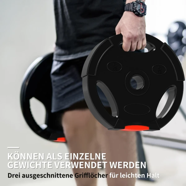 Sportnow 4 Delige Set Halterschijven, 2 X 2,5 Kg/5kg Gewichten, Halterschijven Set, Gewichtsschijven Voor 2,5 Cm Halterstang, Ø 25/30 Mm Boring, Zwart 5