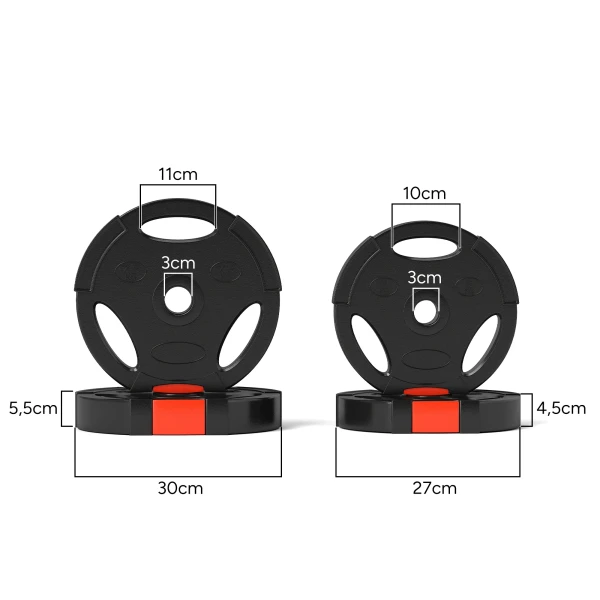 Sportnow 4 Delige Set Haltersgewichten, 2 X 5 Kg/7,5kg Gewichten, Halterschijven Set, Gewichtsschijven Voor 2,5 Cm Haltersstang, Ø 30 Mm Boring, Zwart 4