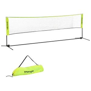 Sportnow Badmintonnet Set Opvouwbaar Tennisnet, 103/120/155 Cm Hoogte Verstelbaar Indoor Outdoor Shuttle Net, Volleybalnet Met Draagtas Metaal Polyester Geel 1