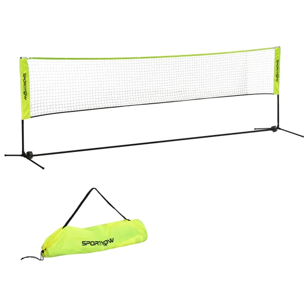 Sportnow Badmintonnet Set Opvouwbaar Tennisnet, 103/120/155 Cm Hoogte Verstelbaar Indoor Outdoor Shuttle Net, Volleybalnet Met Draagtas Metaal Polyester Geel 1