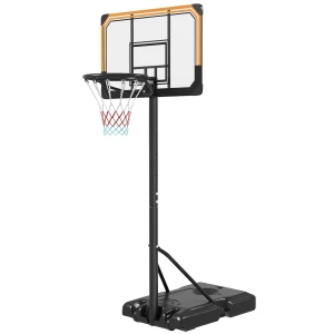 Sportnow Basketbalring Buiten Met Standaard, 182 213 Cm In Hoogte Verstelbaar Basketbalstandaard Met Wielen, Basketbalinstallatie Standvoet, Voor Binnen, Buiten, Staal, Zwart 1