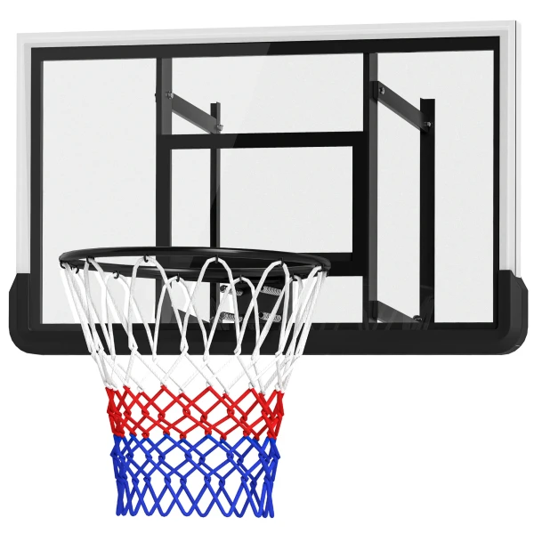 Sportnow Basketbalring Met Achterwand Voor Buiten & Binnen, Basketbalbord Met Ø45 Cm Stalen Ring En Net, Wandmontage, Basketbal Bord Voor Volwassenen, Zwart 1