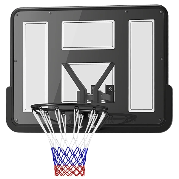 Sportnow Basketbalring Met Achterwand Voor Buiten & Binnen, Basketbalbord Met Ø45 Cm Stalen Ring En Net, Wandmontage, Basketbal Bord Voor Volwassenen, Zwart 1