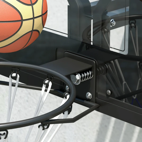Sportnow Basketbalring Met Achterwand Voor Buiten & Binnen, Basketbalbord Met Ø45 Cm Stalen Ring En Net, Wandmontage, Basketbal Bord Voor Volwassenen, Zwart 10
