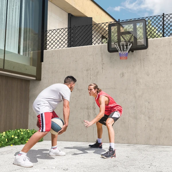 Sportnow Basketbalring Met Achterwand Voor Buiten & Binnen, Basketbalbord Met Ø45 Cm Stalen Ring En Net, Wandmontage, Basketbal Bord Voor Volwassenen, Zwart 2