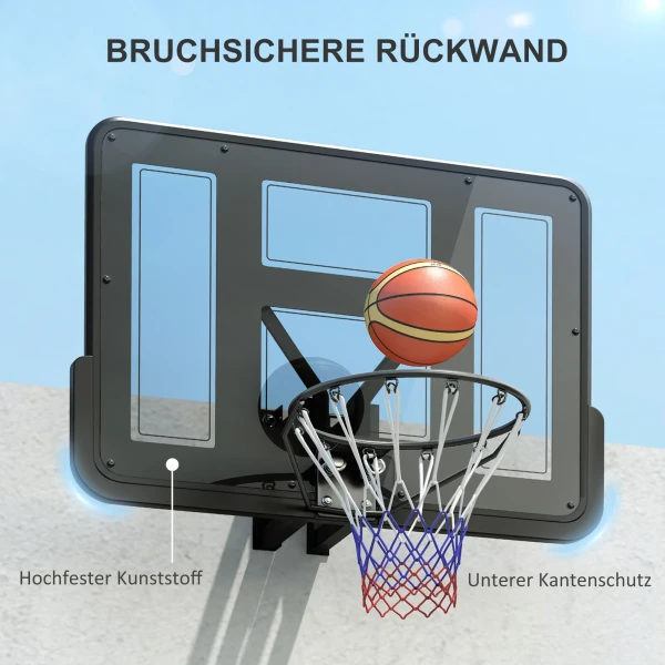 Sportnow Basketbalring Met Achterwand Voor Buiten & Binnen, Basketbalbord Met Ø45 Cm Stalen Ring En Net, Wandmontage, Basketbal Bord Voor Volwassenen, Zwart 6