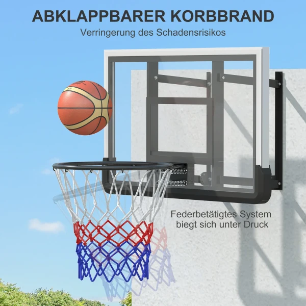 Sportnow Basketbalring Met Achterwand Voor Buiten & Binnen, Basketbalbord Met Ø45 Cm Stalen Ring En Net, Wandmontage, Basketbal Bord Voor Volwassenen, Zwart 7