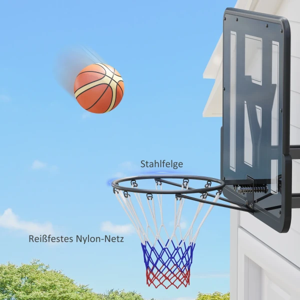 Sportnow Basketbalring Met Achterwand Voor Buiten & Binnen, Basketbalbord Met Ø45 Cm Stalen Ring En Net, Wandmontage, Basketbal Bord Voor Volwassenen, Zwart 7