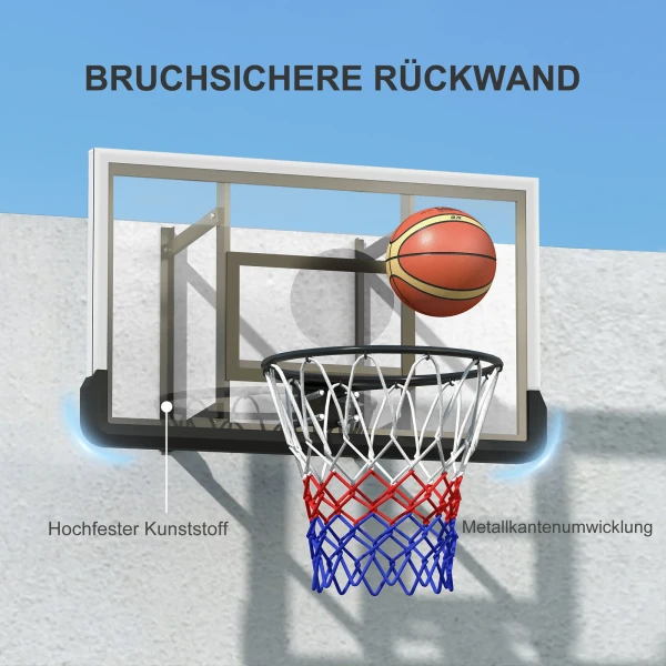 Sportnow Basketbalring Met Achterwand Voor Buiten & Binnen, Basketbalbord Met Ø45 Cm Stalen Ring En Net, Wandmontage, Basketbal Bord Voor Volwassenen, Zwart 8