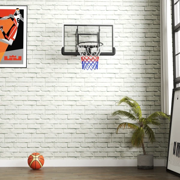 Sportnow Basketbalring Met Achterwand Voor Buiten & Binnen, Basketbalbord Met Ø45 Cm Stalen Ring En Net, Wandmontage, Basketbal Bord Voor Volwassenen, Zwart 9