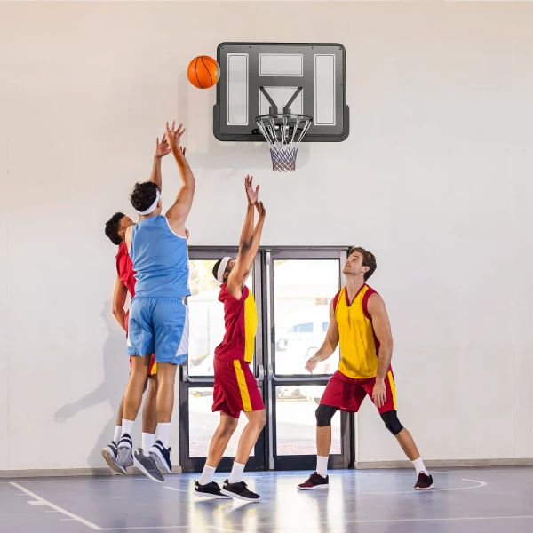 Sportnow Basketbalring Met Achterwand Voor Buiten & Binnen, Basketbalbord Met Ø45 Cm Stalen Ring En Net, Wandmontage, Basketbal Bord Voor Volwassenen, Zwart 9