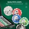 Sportnow Pokerkoffer Pokerset, Poker Compleet Set Met 400 Chips, 11,5 Gram, 2 Kaartspellen, 5 Dobbelstenen, Dealer Schijf, Speelmat, Aluminiumkoffer 6