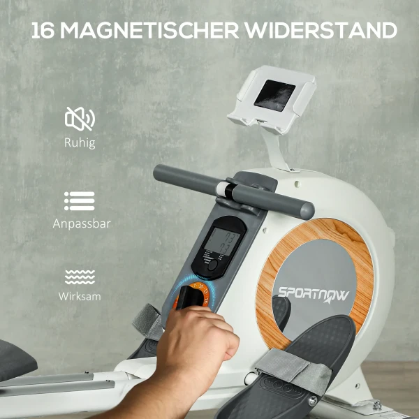 Sportnow Roeiapparaat Voor Thuis, Magnetisch Roeiapparaat Met 16 Weerstandsniveaus, Lcd Monitor, Roeimachine Met Telefoon /ipad Houder, Voor Cardio Training, Tot 150kg Belastbaar 5