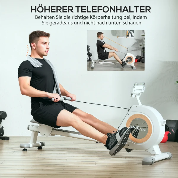 Sportnow Roeiapparaat Voor Thuis, Magnetisch Roeiapparaat Met 16 Weerstandsniveaus, Lcd Monitor, Roeimachine Met Telefoon /ipad Houder, Voor Cardio Training, Tot 150kg Belastbaar 7