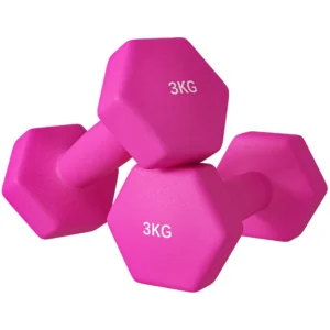 Sportnow Set Van 2 Dumbbells 2 X 3 Kg Dumbbellset, Vloervriendelijke Hexagon Dumbbell Set Voor Krachttraining, Thuis, Roze 1