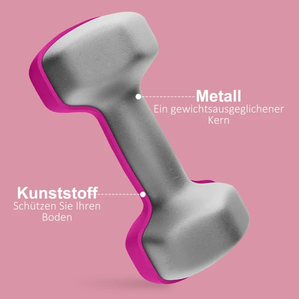 Sportnow Set Van 2 Dumbbells 2 X 3 Kg Dumbbellset, Vloervriendelijke Hexagon Dumbbell Set Voor Krachttraining, Thuis, Roze 6