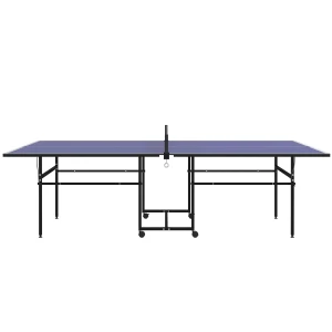 Sportnow Tafeltennistafel, Vierdelig Opvouwbare Tafeltennistafel Met Wielen, Tafeltennisset Met 2 Tafeltennisbatjes, 3 Ballen, Outdoor Indoor Staal, Blauw, 274 X 152,5 X 75,5 Cm 1