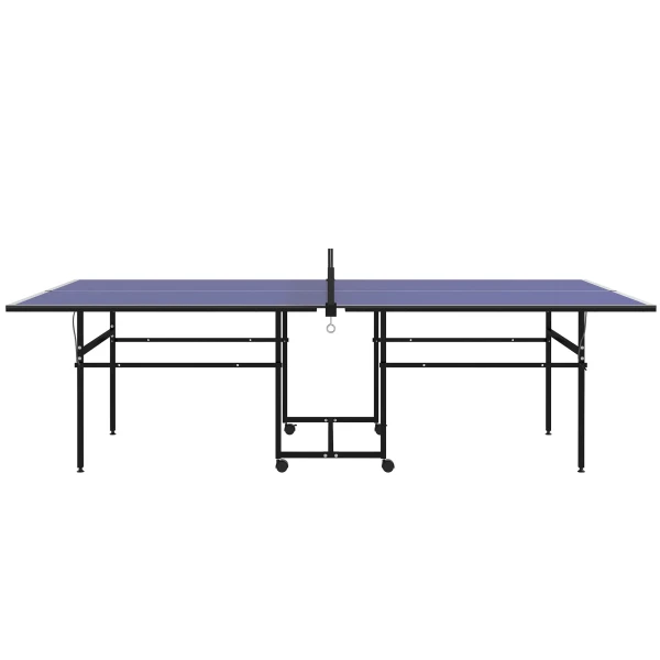 Sportnow Tafeltennistafel, Vierdelig Opvouwbare Tafeltennistafel Met Wielen, Tafeltennisset Met 2 Tafeltennisbatjes, 3 Ballen, Outdoor Indoor Staal, Blauw, 274 X 152,5 X 75,5 Cm 1