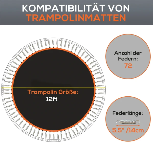 Sportnow Trampolinespringdoek Springdoek Voor Trampoline, Ø323 Cm, Springmat, Trampolineaccessoires, Trampoline Vervanging, Zwart 5