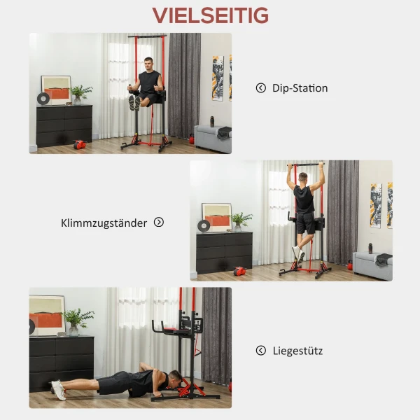 Sportnow Verstelbare Krachttoren 127 223 Cm, Multifunctionele Power Tower, Opvouwbare Klimtoren, Klimstang, Krachtstation Max. 120 Kg, Voor Thuis Training 6