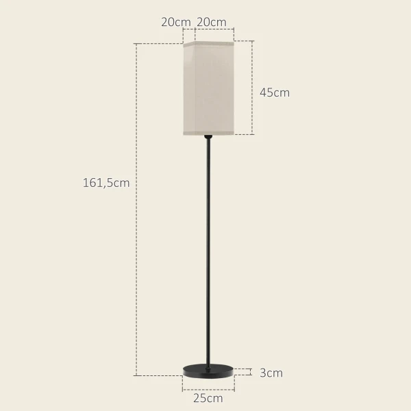 Staande Lamp, Moderne Staande Lamp Met Voetschakelaar, Scherm Met Linnen Look, Staande Lamp Voor Woonkamer, Slaapkamer, Exclusief Gloeilamp, Zwart 4