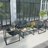 Stalen Tuinmeubelset 4 Personen Weerbestendig Balkonmeubelset Met 2 Zits Sofa 2 Stoelen, Zitkussens, Bijzettafel, Outdoor Zitgroep Terrasmeubels Tuinset Voor Tuin Terras Balkon Grijs 10