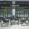 Stalen Tuinmeubelset 4 Personen Weerbestendig Balkonmeubelset Met 2 Zits Sofa 2 Stoelen, Zitkussens, Bijzettafel, Outdoor Zitgroep Terrasmeubels Tuinset Voor Tuin Terras Balkon Grijs 5