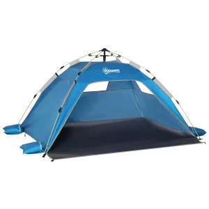 Strandmuschel Pop Up Strandtent Voor 1 2 Personen Met Zonbescherming Strand Schaduw Met Ritssluiting Deur, Draagtas Voor Familie, Picknick, Strand, Hemelsblauw 1