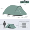 Tent Voor 2 Personen 190t Campingtent Met Haringen Koepeltent Glasvezel Polyester Grijs 325 X 183 X 130 Cm 2