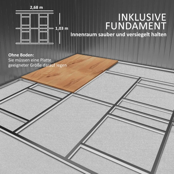 Tuinhuis 12,4 M², Tuinhuis Met Lessenaarsdak, Schuifdeur, Fundering, 340 X 386 X 200 Cm, Gereedschapsschuur Van Verzinkt Staal, Weerbestendig, Voor Tuin, Bruin 7