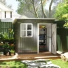 Tuinhuis 2,55m², Tuinhuis Met Zadeldak, 221 X 133 X 190/173 Cm, Tuinschuur Met Afsluitbare Deur, Raam, Fietsgarage, Tuinkast Van Staal, Voor Achtertuin, Tuin, Donkergrijs 2