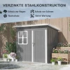 Tuinhuis 2,55m², Tuinhuis Met Zadeldak, 221 X 133 X 190/173 Cm, Tuinschuur Met Afsluitbare Deur, Raam, Fietsgarage, Tuinkast Van Staal, Voor Achtertuin, Tuin, Donkergrijs 5