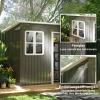 Tuinhuis 2,55m², Tuinhuis Met Zadeldak, 221 X 133 X 190/173 Cm, Tuinschuur Met Afsluitbare Deur, Raam, Fietsgarage, Tuinkast Van Staal, Voor Achtertuin, Tuin, Donkergrijs 6