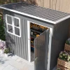 Tuinhuis 2,55m², Tuinhuis Met Zadeldak, 221 X 133 X 190/173 Cm, Tuinschuur Met Afsluitbare Deur, Raam, Fietsgarage, Tuinkast Van Staal, Voor Achtertuin, Tuin, Donkergrijs 9