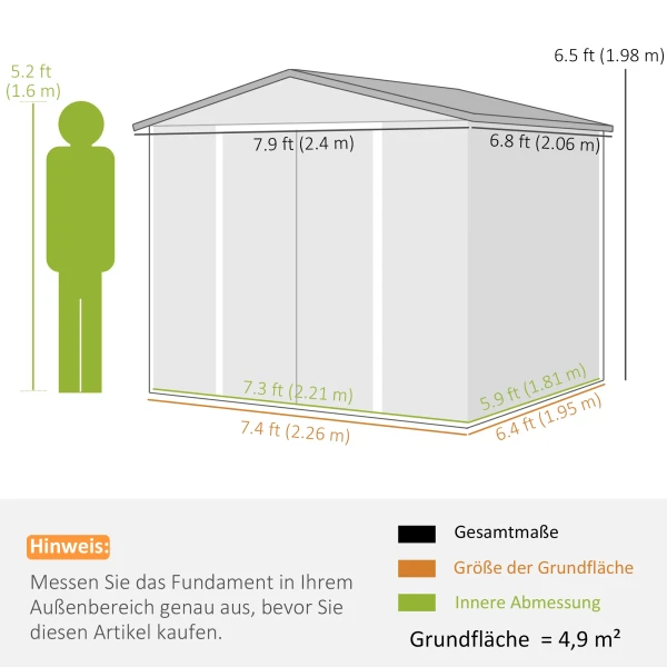 Tuinhuis 4,4 M², Tuinhuis Met Lessenaarsdak, Schuifdeur, Fundering, 240 X 206 X 198 Cm, Gereedschapsschuur Van Verzinkt Staal, Weerbestendig, Voor Tuin, Teak 4