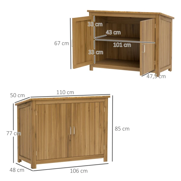 Tuinkast Hout, Weerbestendige Gereedschapsschuur 110x50x85cm, Gereedschapshuis Met Deur, Lessenaarsdak, Planken, Gereedschapskast, Tuinhuisje Gereedschapskast Tuinschuur Voor Tuin Terras Achtertuin, Bruin 4