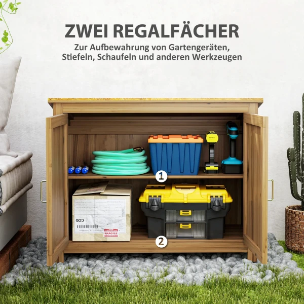 Tuinkast Hout, Weerbestendige Gereedschapsschuur 110x50x85cm, Gereedschapshuis Met Deur, Lessenaarsdak, Planken, Gereedschapskast, Tuinhuisje Gereedschapskast Tuinschuur Voor Tuin Terras Achtertuin, Bruin 5