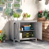 Tuinkast Hout, Weerbestendige Gereedschapsschuur 110x60x88,5cm, Gereedschapshuis Met Deur, Vouwdak, Planken, Gereedschapskast, Tuinhuis Gereedschapskast Tuinschuur Voor Terras Achtertuin, Lichtgrijs 2