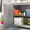 Tuinkast Hout, Weerbestendige Gereedschapsschuur 110x60x88,5cm, Gereedschapshuis Met Deur, Vouwdak, Planken, Gereedschapskast, Tuinhuis Gereedschapskast Tuinschuur Voor Terras Achtertuin, Lichtgrijs 8