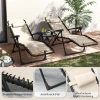 Tuinligstoel Set 3 Delig. Opvouwbare Zonneligstoel Met Theetafel 2 Stoelen Hoofdkussens, Outdoor Ligstoel Weerbestendige Relaxstoel Ligstoel Van Metaal Strandstoel Voor Tuin, Terras 90x56x110 Cm Beige 9