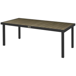 Tuintafel Aluminium 190x90 Cm Weerbestendig Buffettafel Met Hout Look, Antislip Campingtafel Voor 8 Personen Balkontafel Terrastafel Buiteneettafel Voor Tuin, Terras Balkon Natuurhout 1