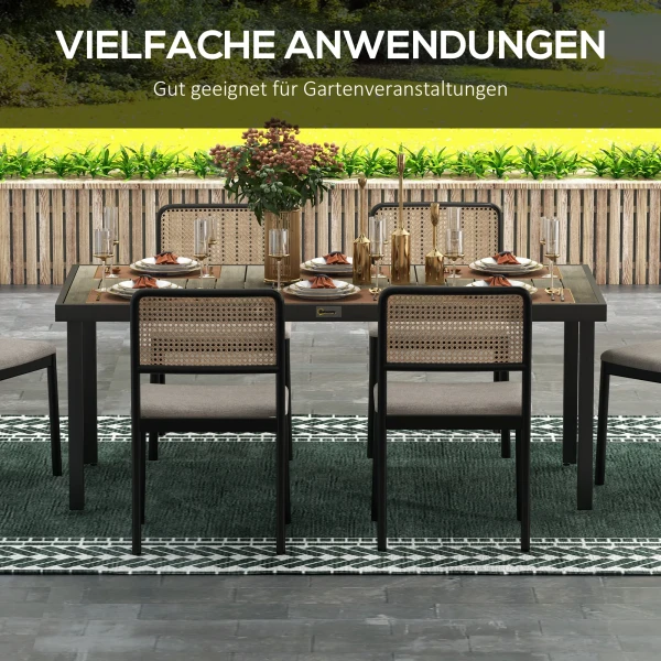 Tuintafel Aluminium 190x90 Cm Weerbestendig Buffettafel Met Hout Look, Antislip Campingtafel Voor 8 Personen Balkontafel Terrastafel Buiteneettafel Voor Tuin, Terras Balkon Natuurhout 7