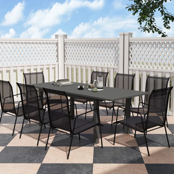 Tuintafel Uitgebreid Aluminium 160/220x90 Cm Weerbestendig Balkontafel, Antislip Buffettafel Kampeertafel Voor 6 8 Personen, Buiteneettafel Voor Tuin, Terras Balkon Grijs 10